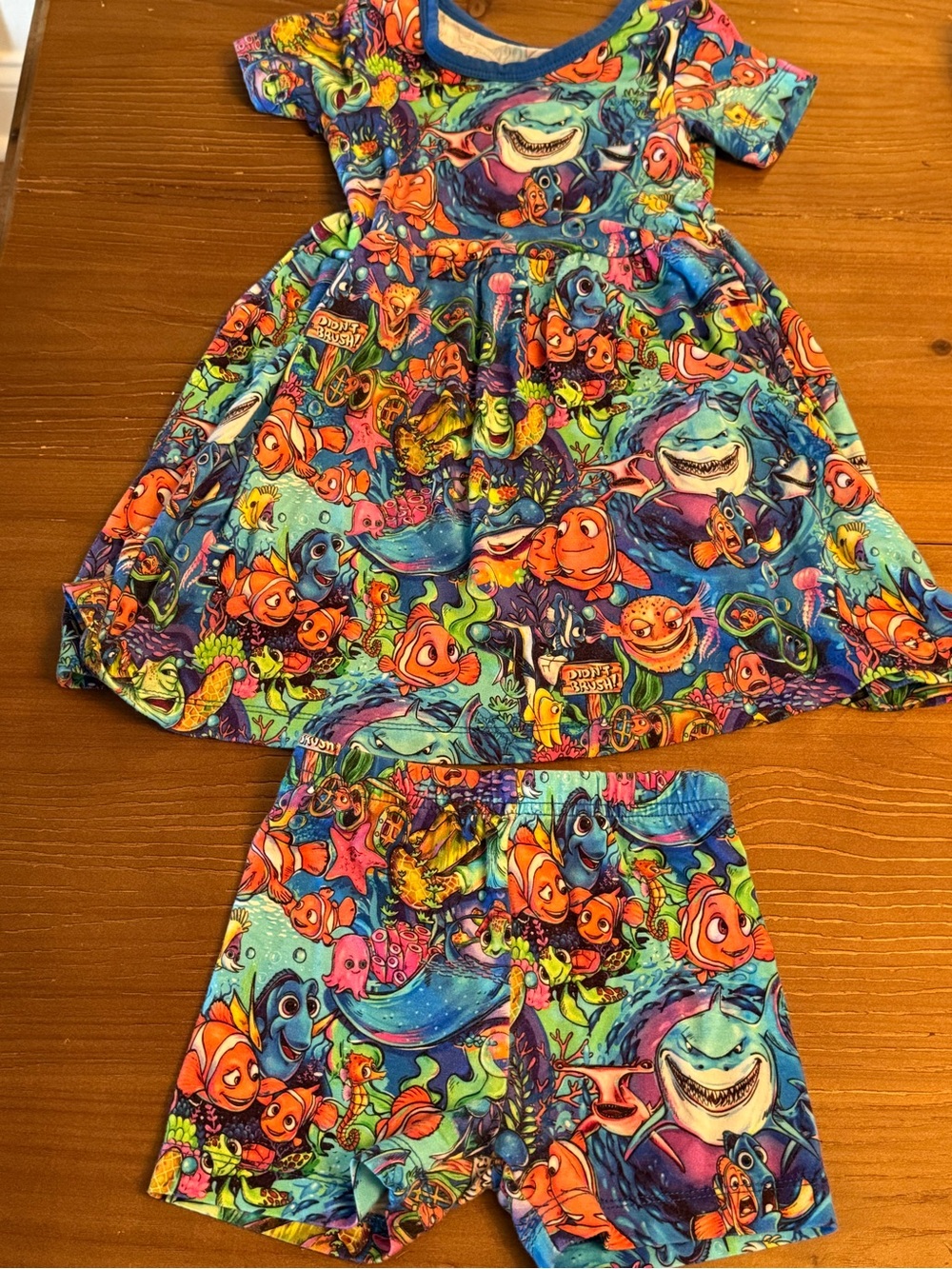 Bamboo finding Nemo Characters Dress & Shorts Set - Blue Multicolor